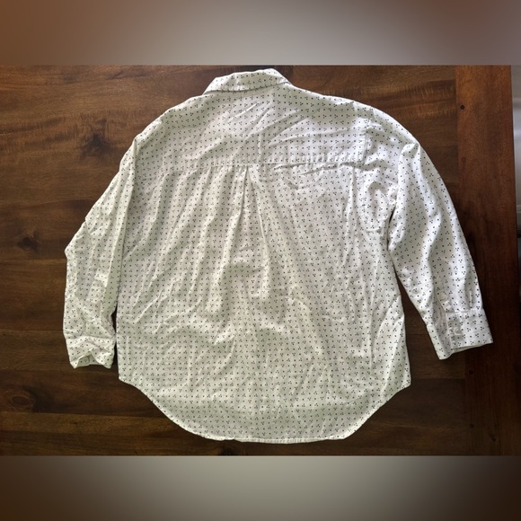 Madewell White Button Up Shirt with Navy Dots Size Medium - Picture 10 of 11
